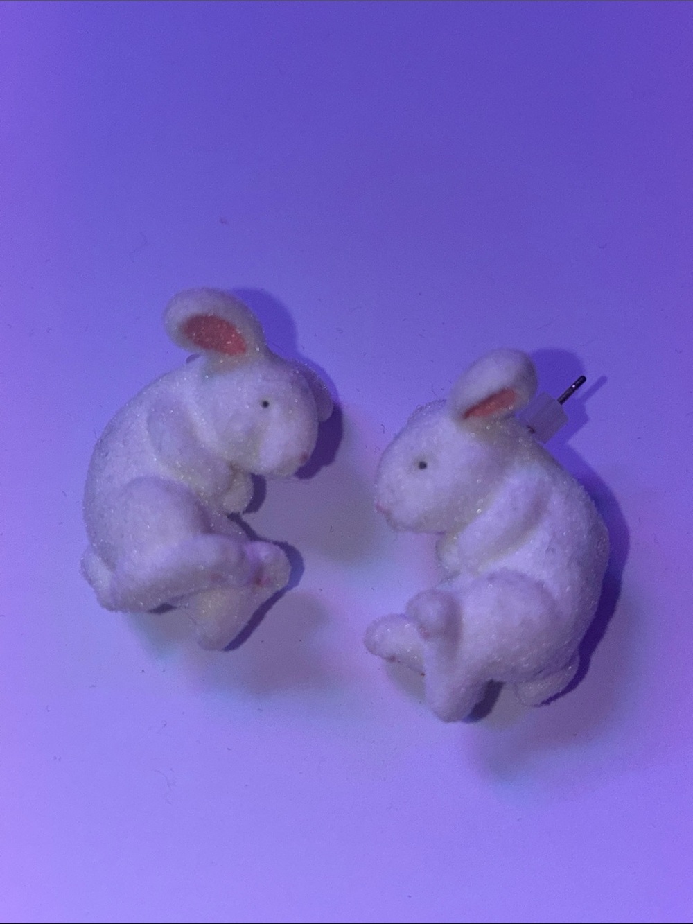 White Bunny Stud Earrings - flocked Rabbit Pet-Themed jewelry earrings set